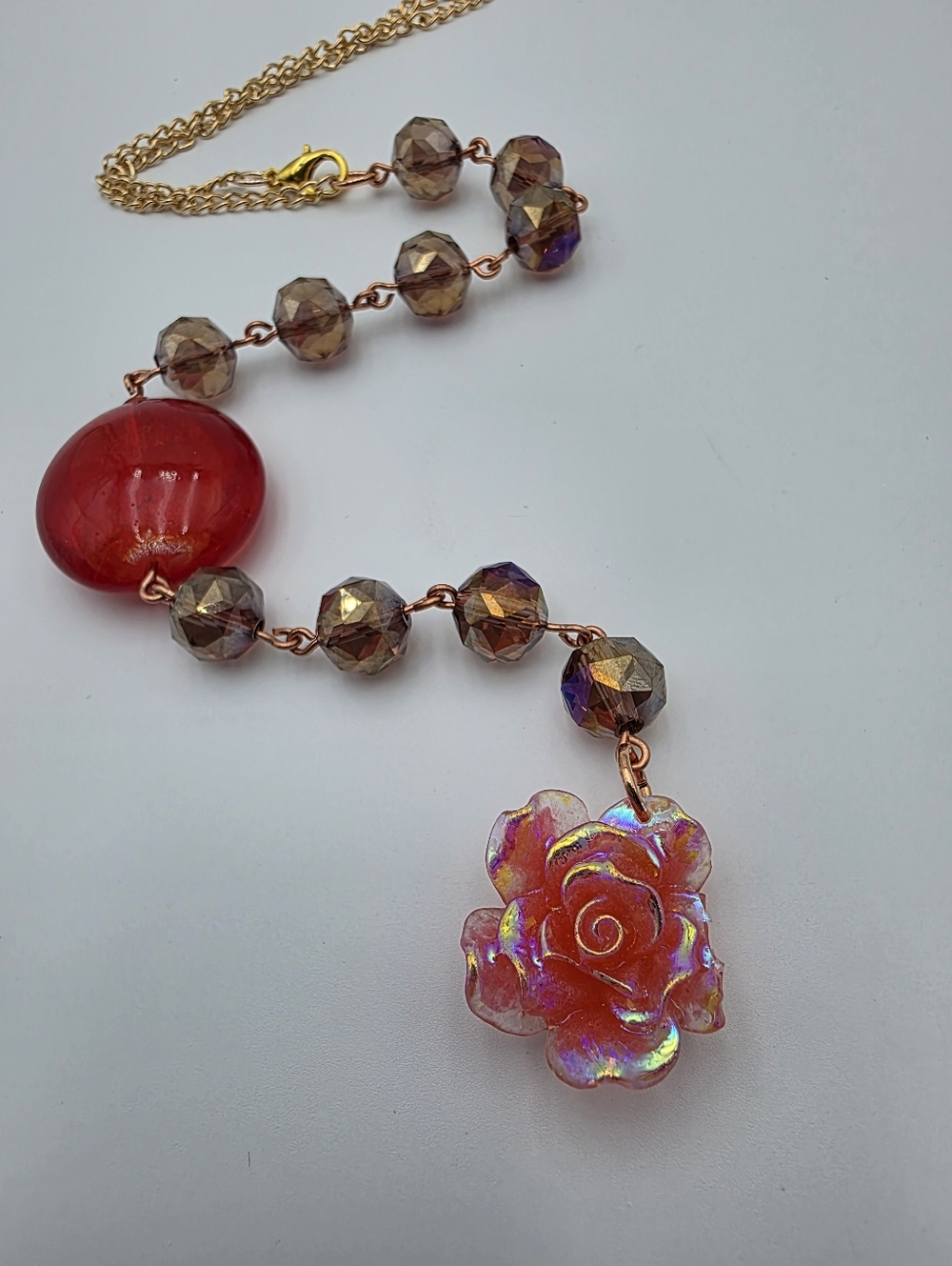 Handmade Red Rose Car Charm – Crystal Beaded Rearview Mirror Accessory - Picture 4 of 5